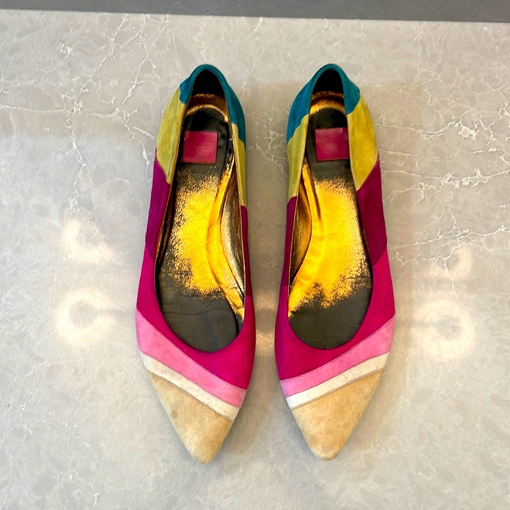 Coach multi color suede flats size 8
